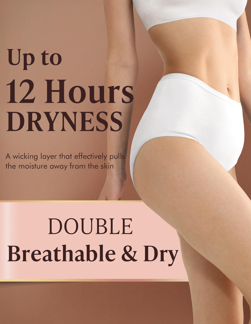 Washable Absorbency Urinary Incontinence Underwear for Women High Waist Leak Proof Panties 60ML, 3 Pack Beige White G548
