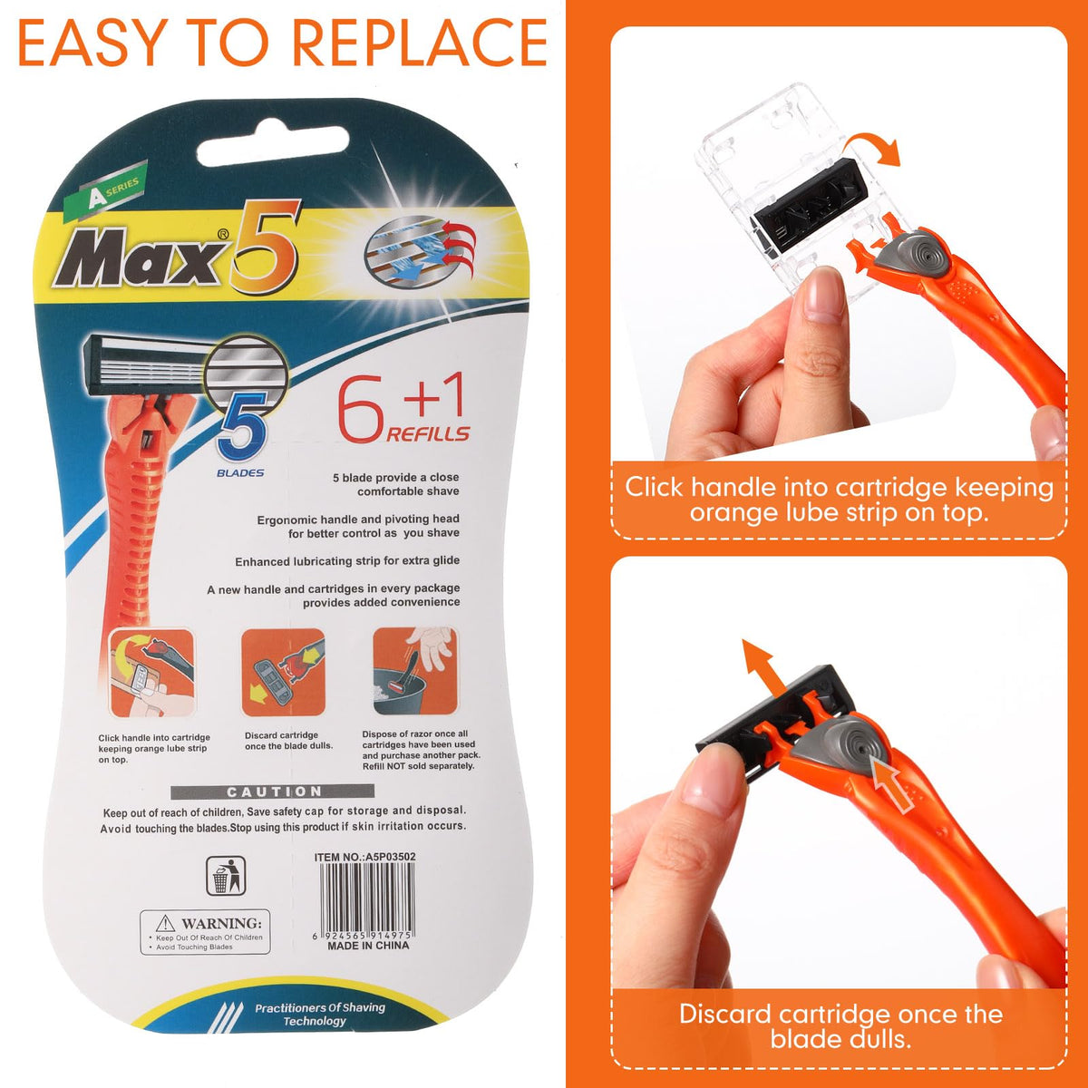 28 Pcs Mens Razors Set 5 Blade Refillable Shaving Kit A871
