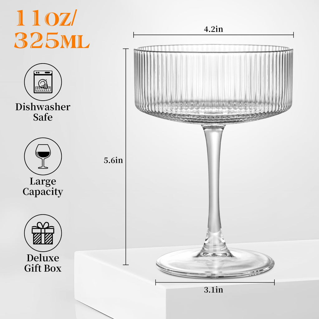 Ribbed Coupe Glasses Set of 6 M282656