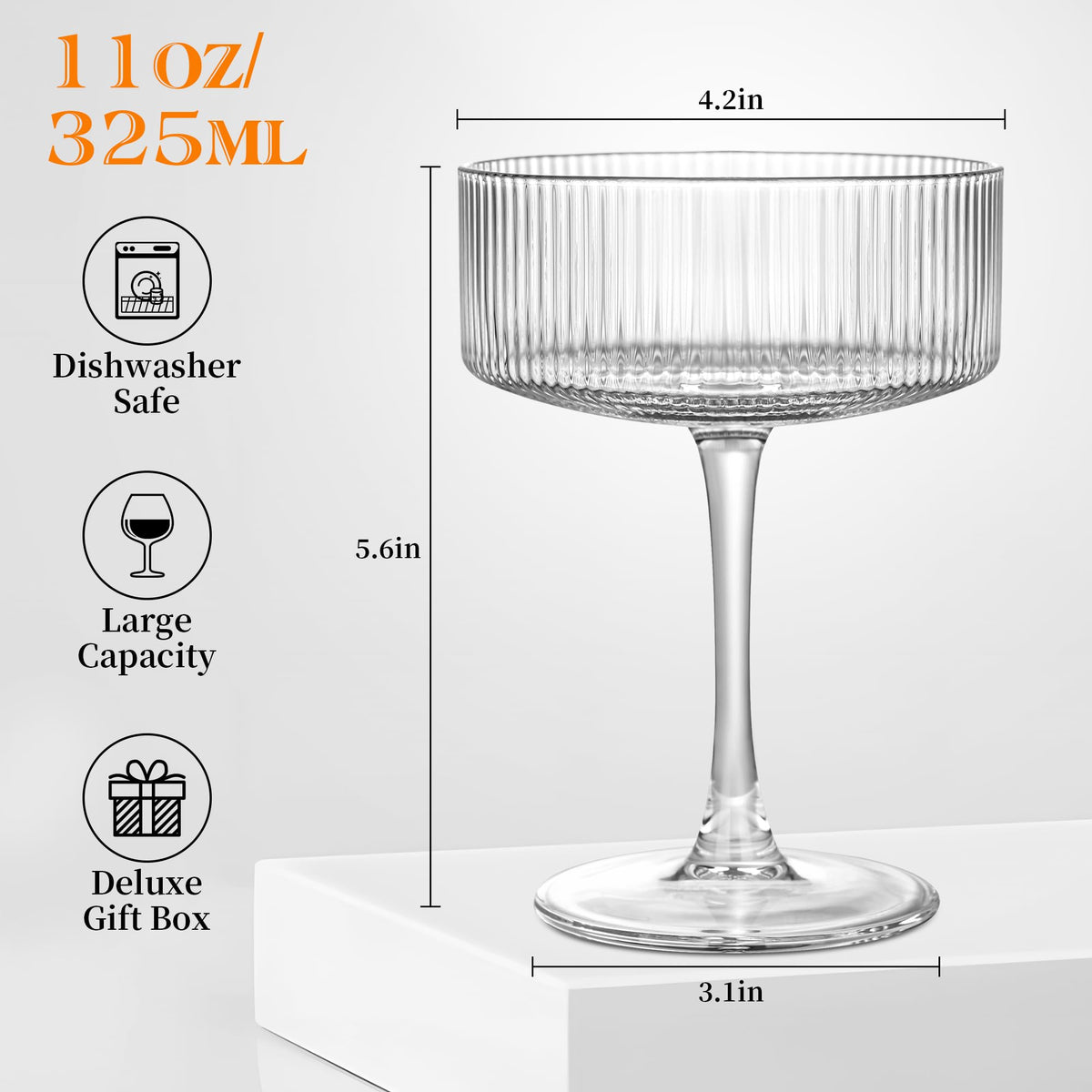 Ribbed Coupe Glasses Set of 6 M282656