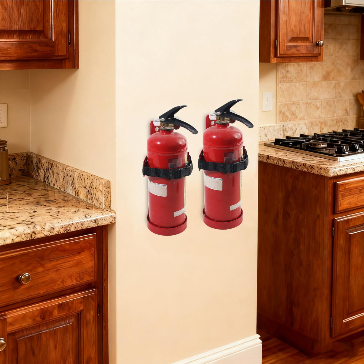 Fire Extinguisher Mount, 2.5LB Adjustable Straps Wall Hanging Holder 2Pcs L502