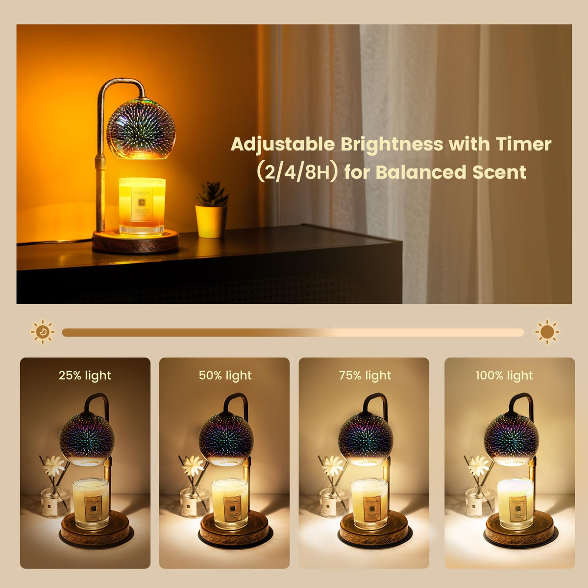 Candle Warmer Lamp with Timer, Dimmable, Adjustable I27695