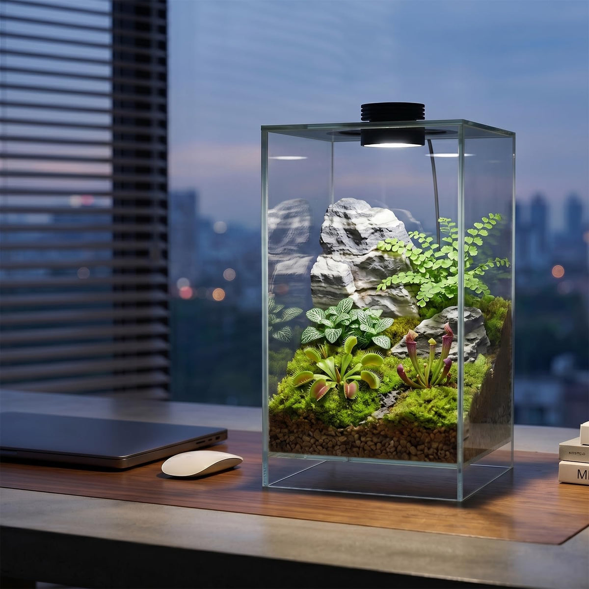 Glass Plant Terrarium with Grow Light J7051