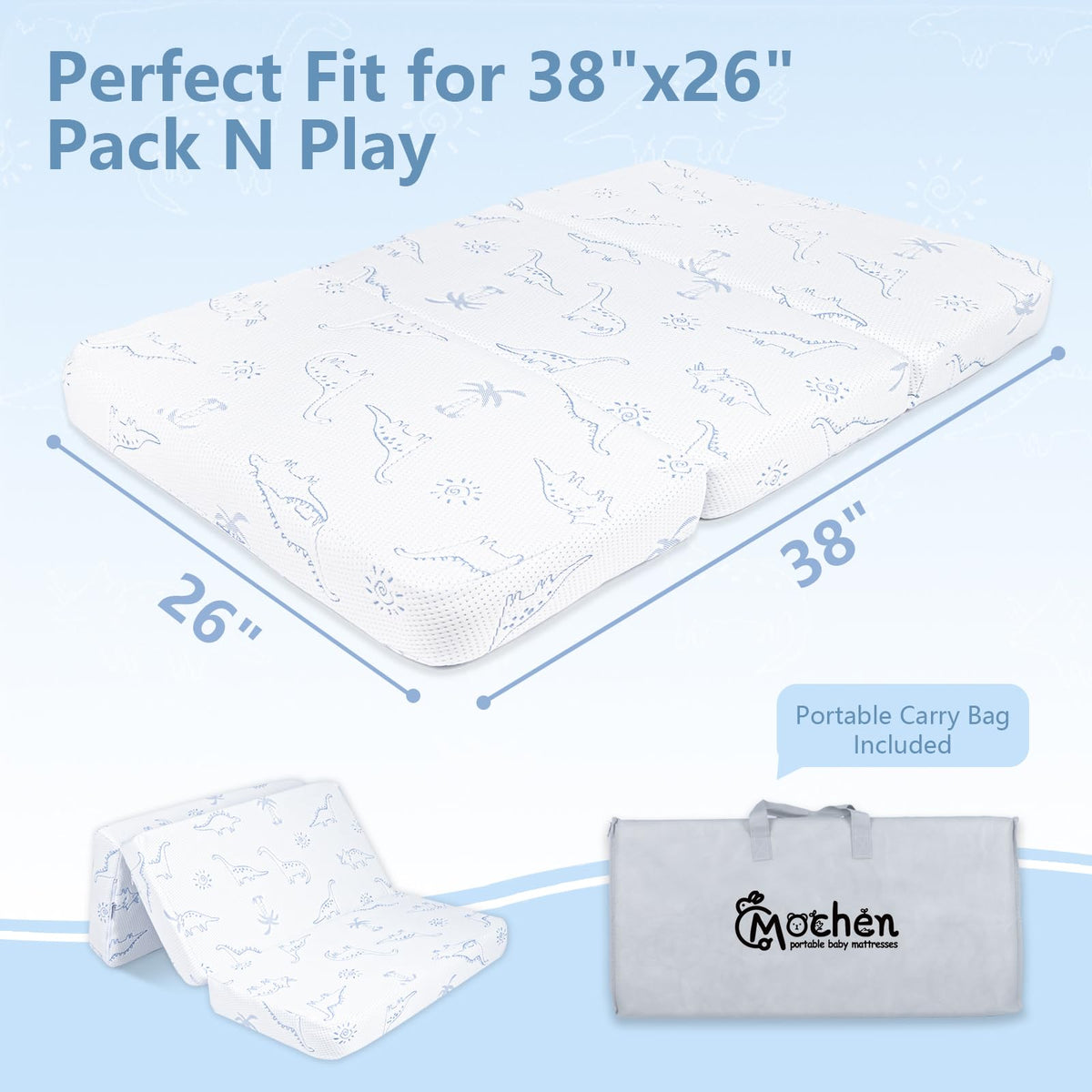 38"x26" Trifold Pack and Play Mattress E380410