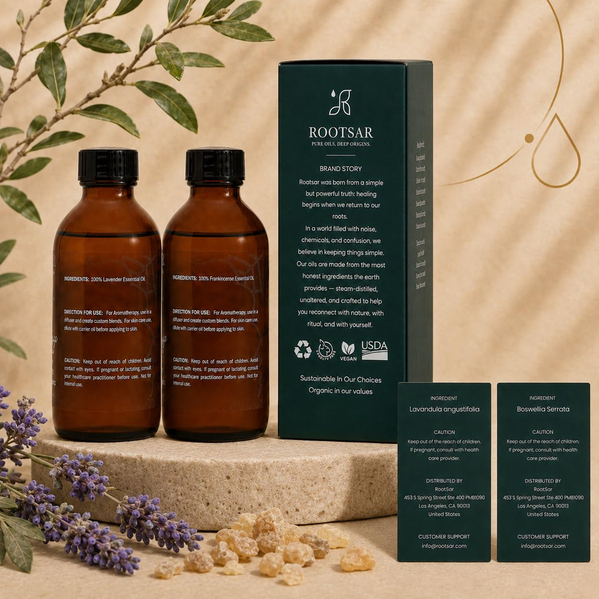 2 Pack Frankincense and Lavender Essential Oils 4 Fl Oz D6257