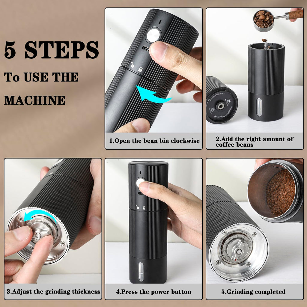 Portable Cordless Conical Burr Coffee Grinder with 45 Adjustable Settings S208