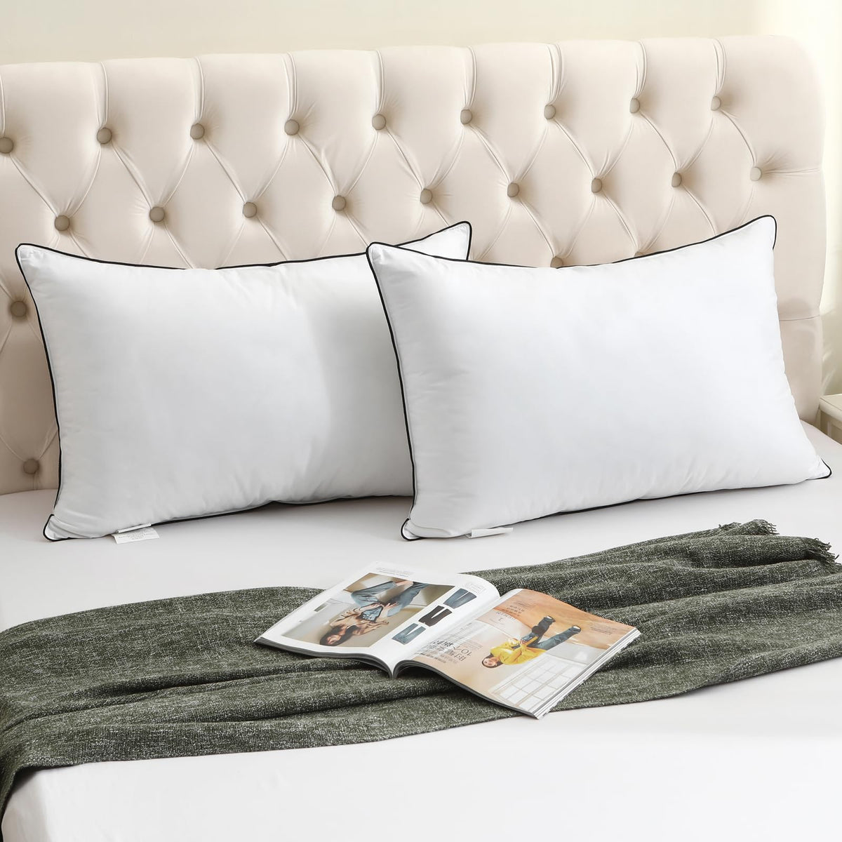 King Size Goose Feather Down Pillows Set of 2 X820