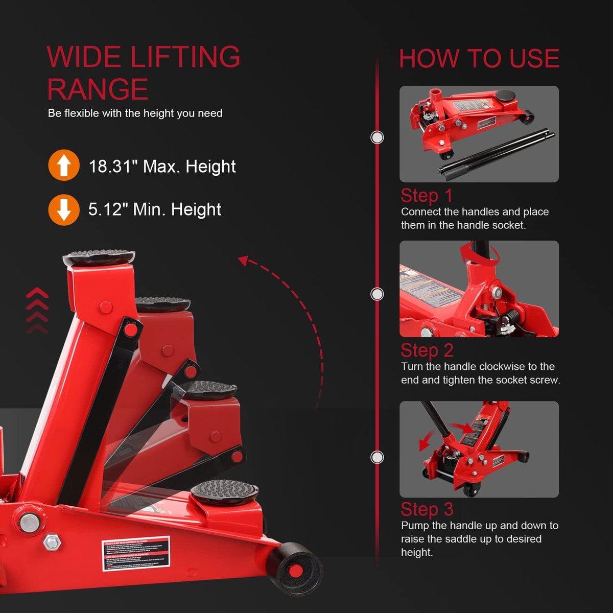 3-Ton Heavy Duty Hydraulic Floor Jack O58732