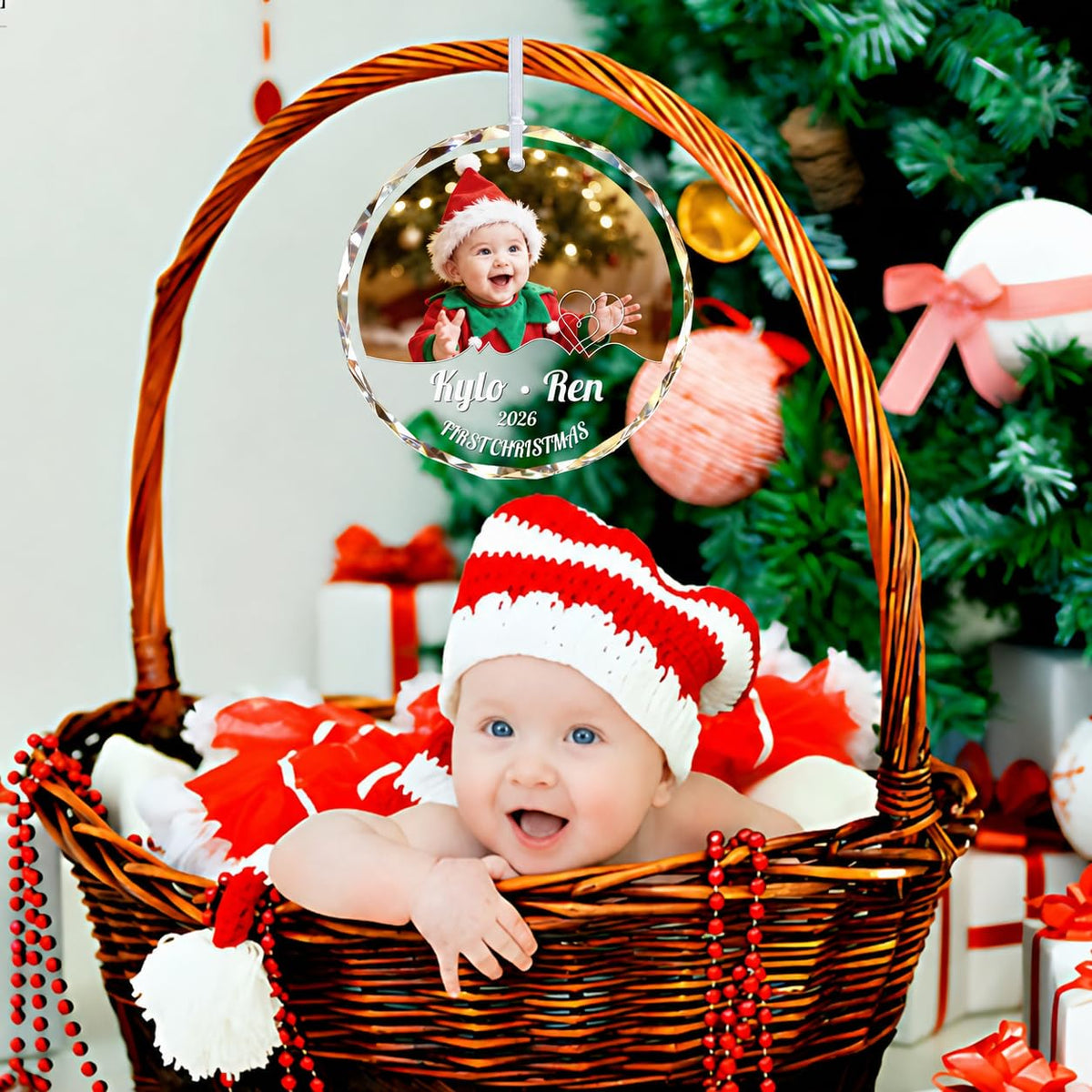 Custom Photo Crystal Glass Christmas Ornament L713968