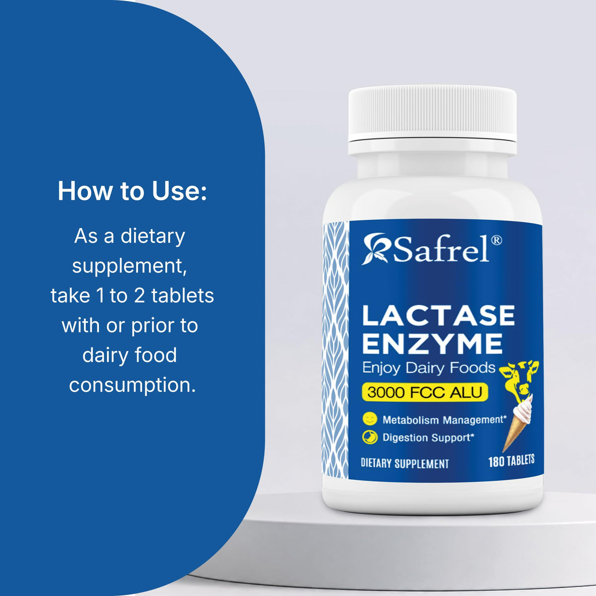 Unflavored Lactase Enzyme Tablets 180 Ct B73510
