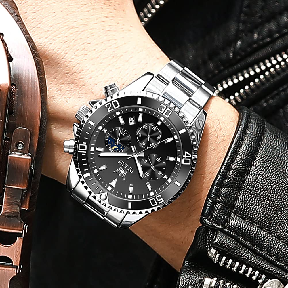 Stainless Steel Analog Quartz Chronograph Waterproof Luminous Watch U249