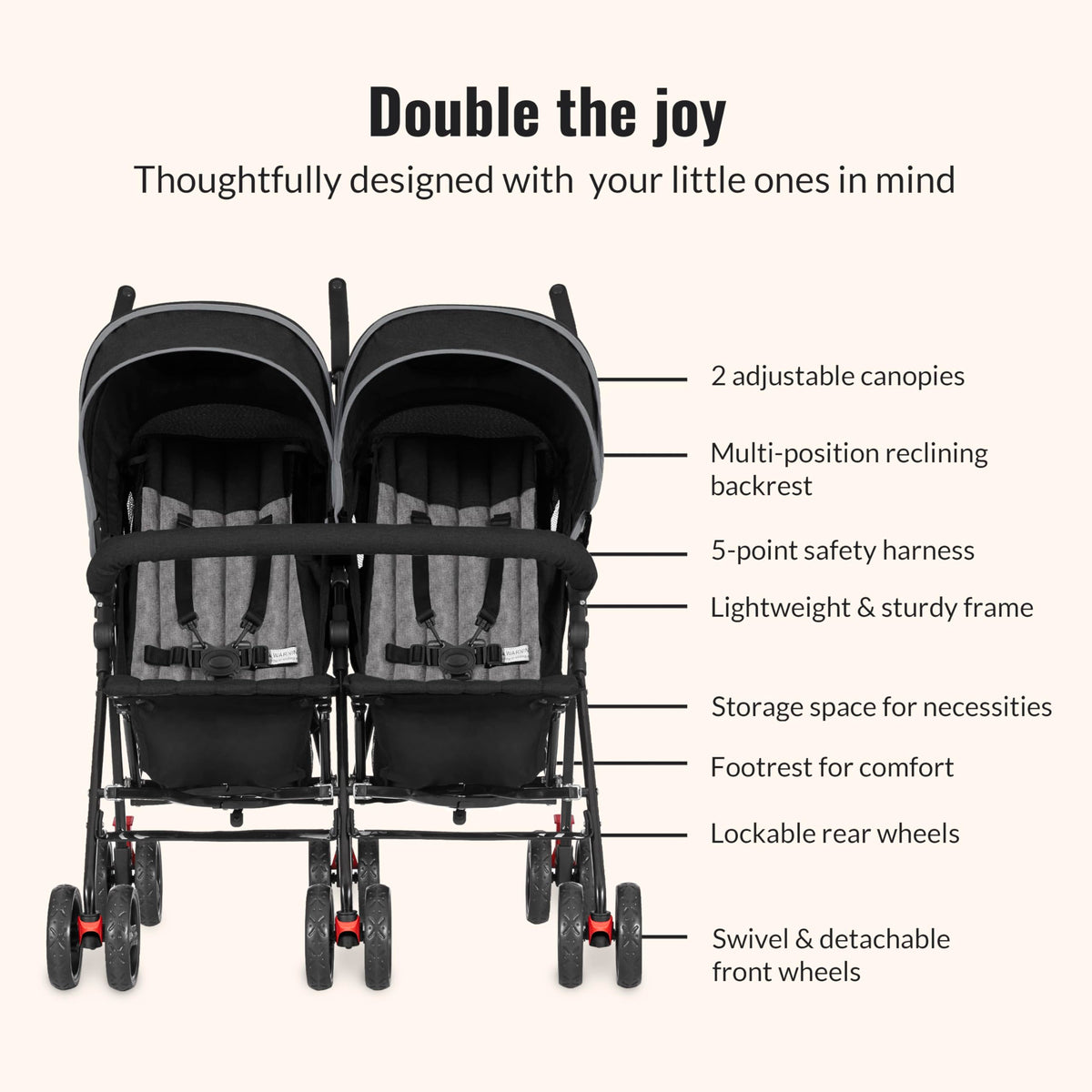 Black Twin Umbrella Toddler Stroller M98705