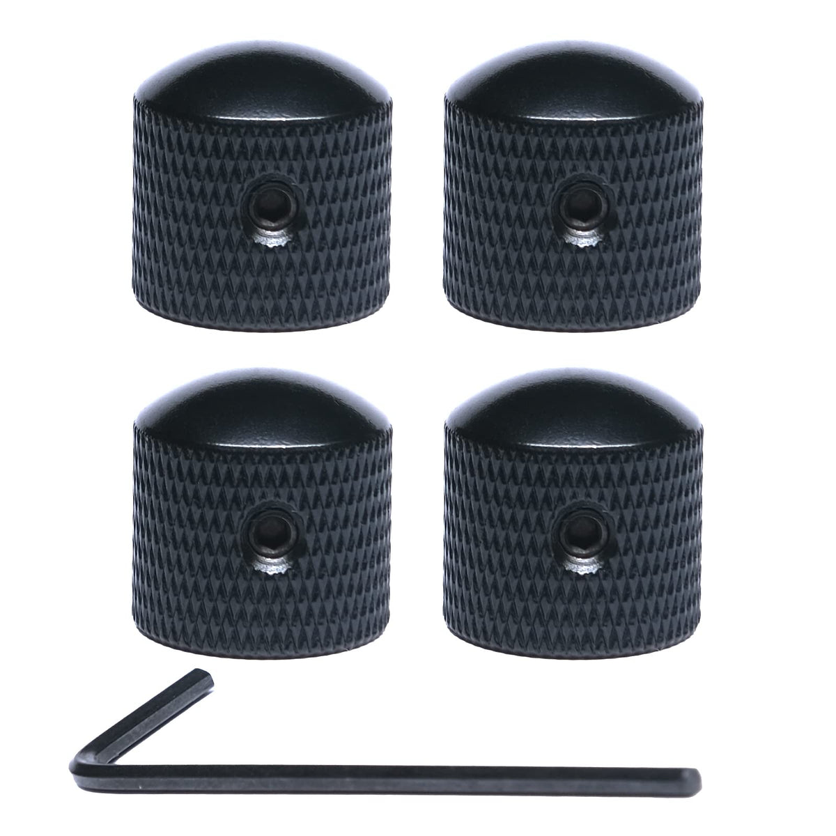 4 Pcs Metal Dome Tone Guitar Control Knobs with Allen Keys Screws Set Black J8811