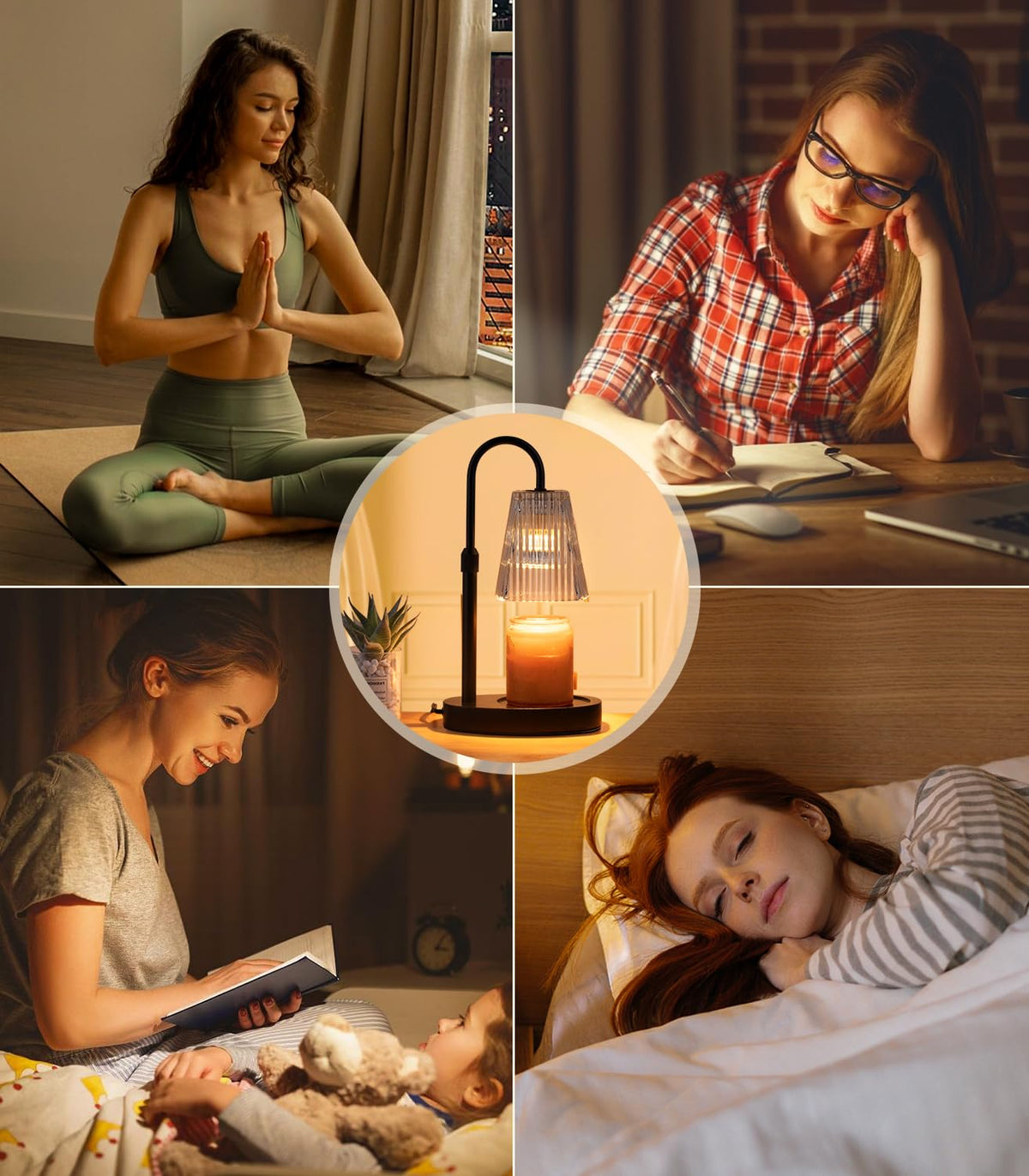 Electric Candle Warmer Lamp with Dimmer Adjustable Height Timer Glass O33098