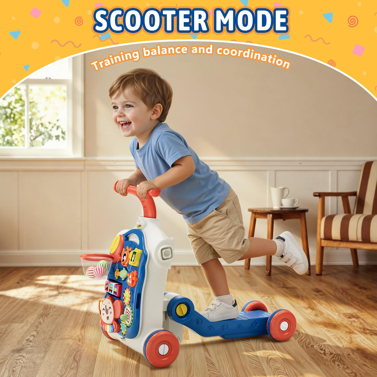 Blue 5 in 1 Baby Push Walker I701684