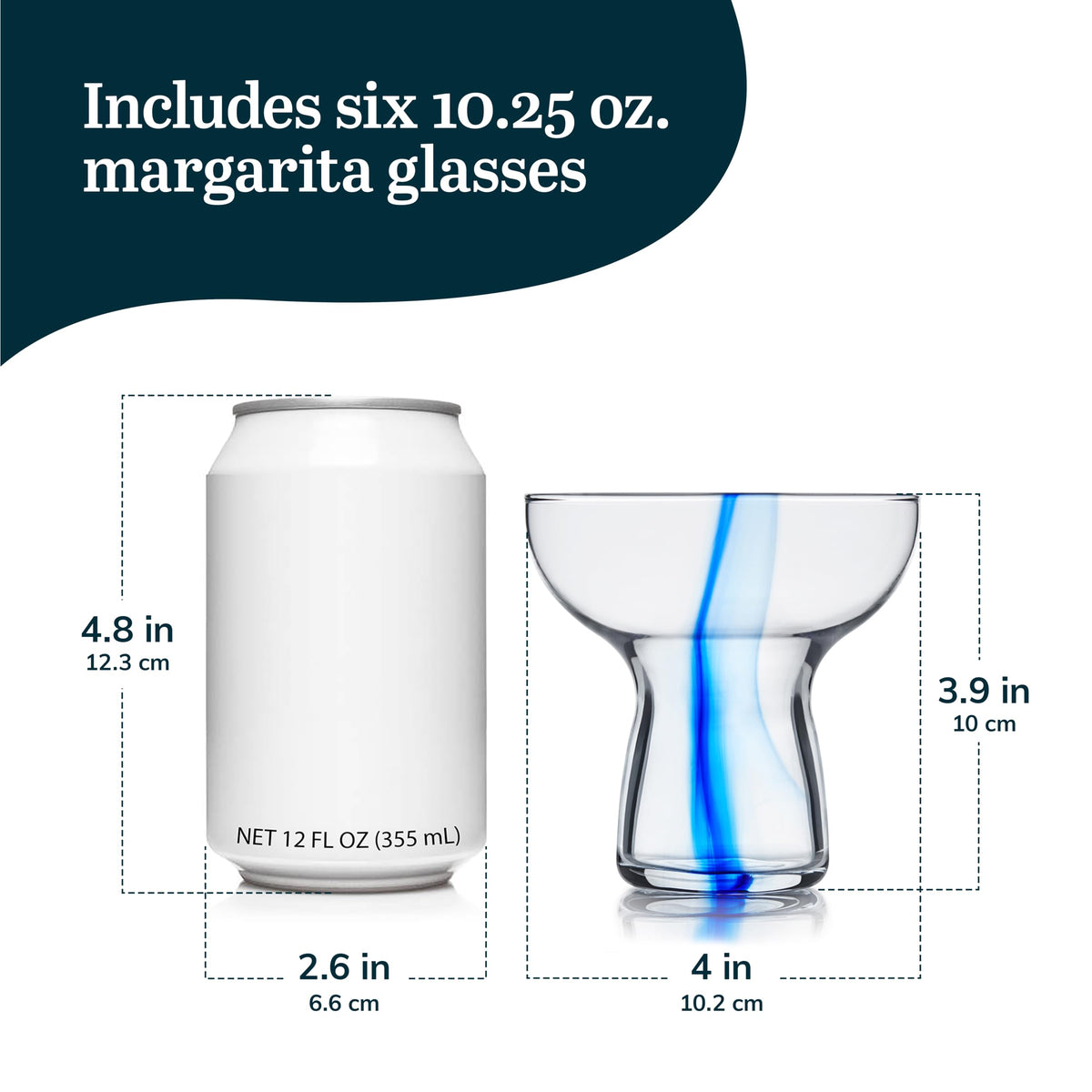 Blue Ribbon Stemless Margarita Glasses Set of 6 K12402