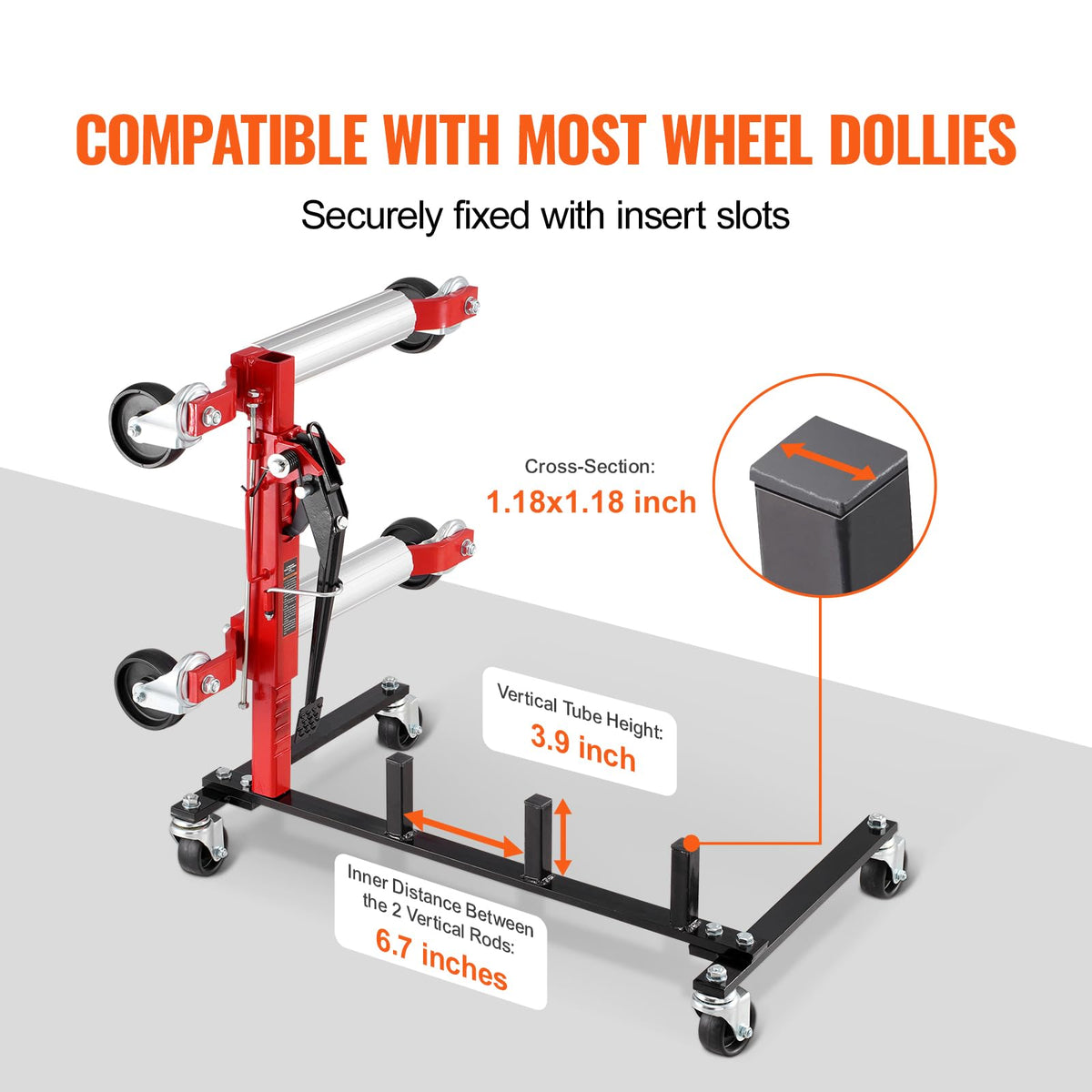 Car Dolly Rack with 360° Rotatable Wheels, 4-Dolly Capacity I5031