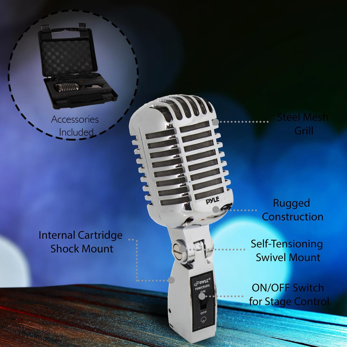 Silver Retro Dynamic Vocal Microphone L80276