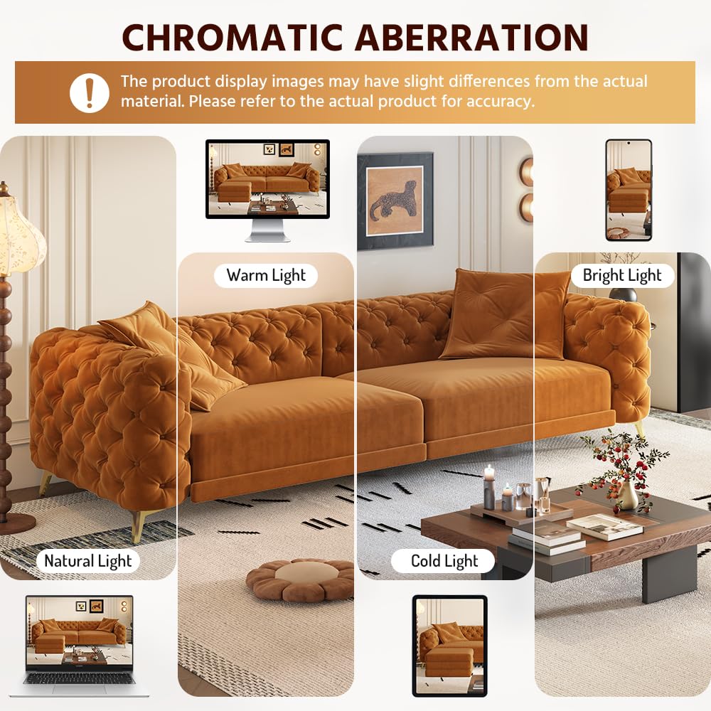 98" Button Tufted Velvet Sofa Bed H1508