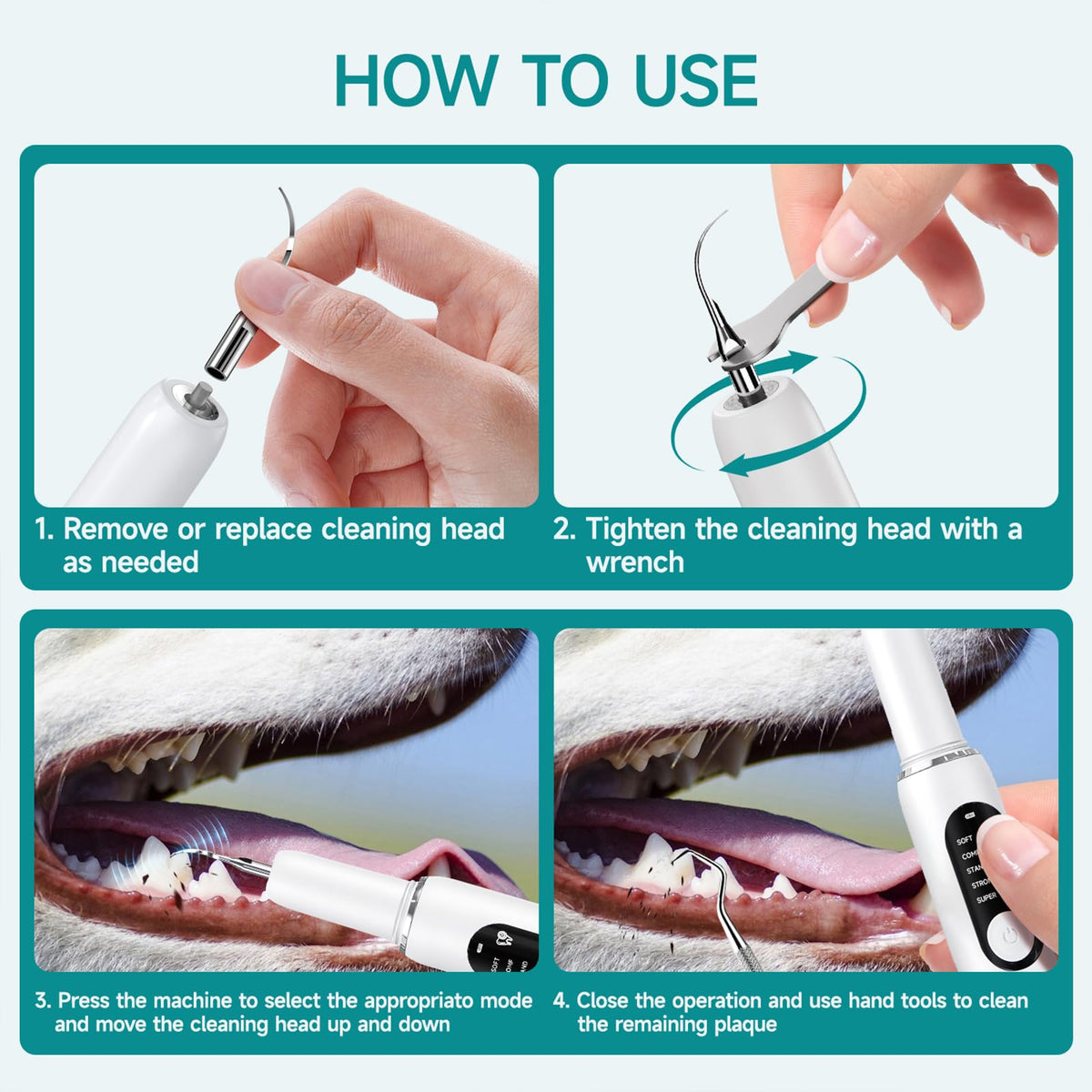Dog Plaque Remover with LED Light Electric Toothbrush I7885