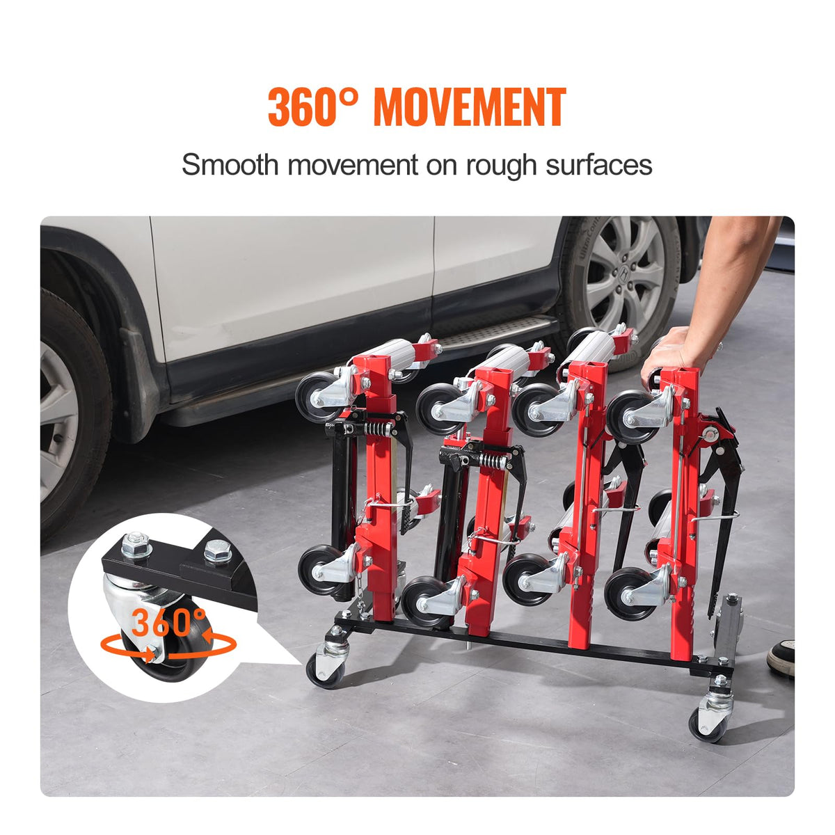 Car Dolly Rack with 360° Rotatable Wheels, 4-Dolly Capacity I5031