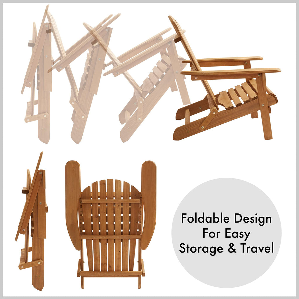 Folding Adirondack Chair Cedar Wood Outdoor Lounge Chair U256