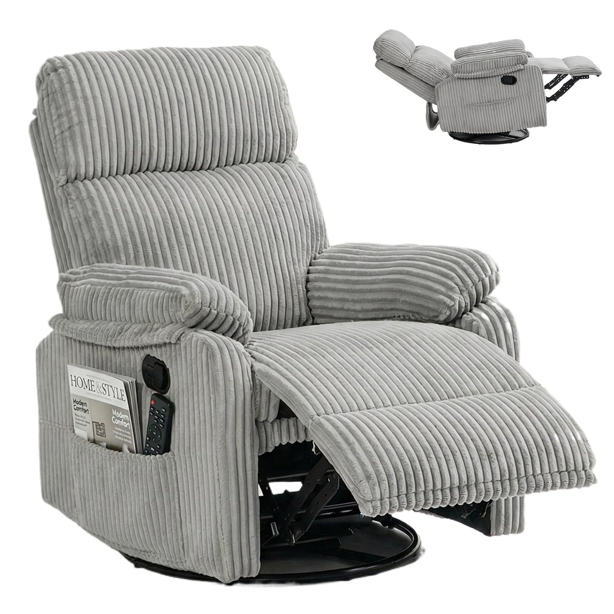 360° Swivel Rocking Corduroy Recliner F9234