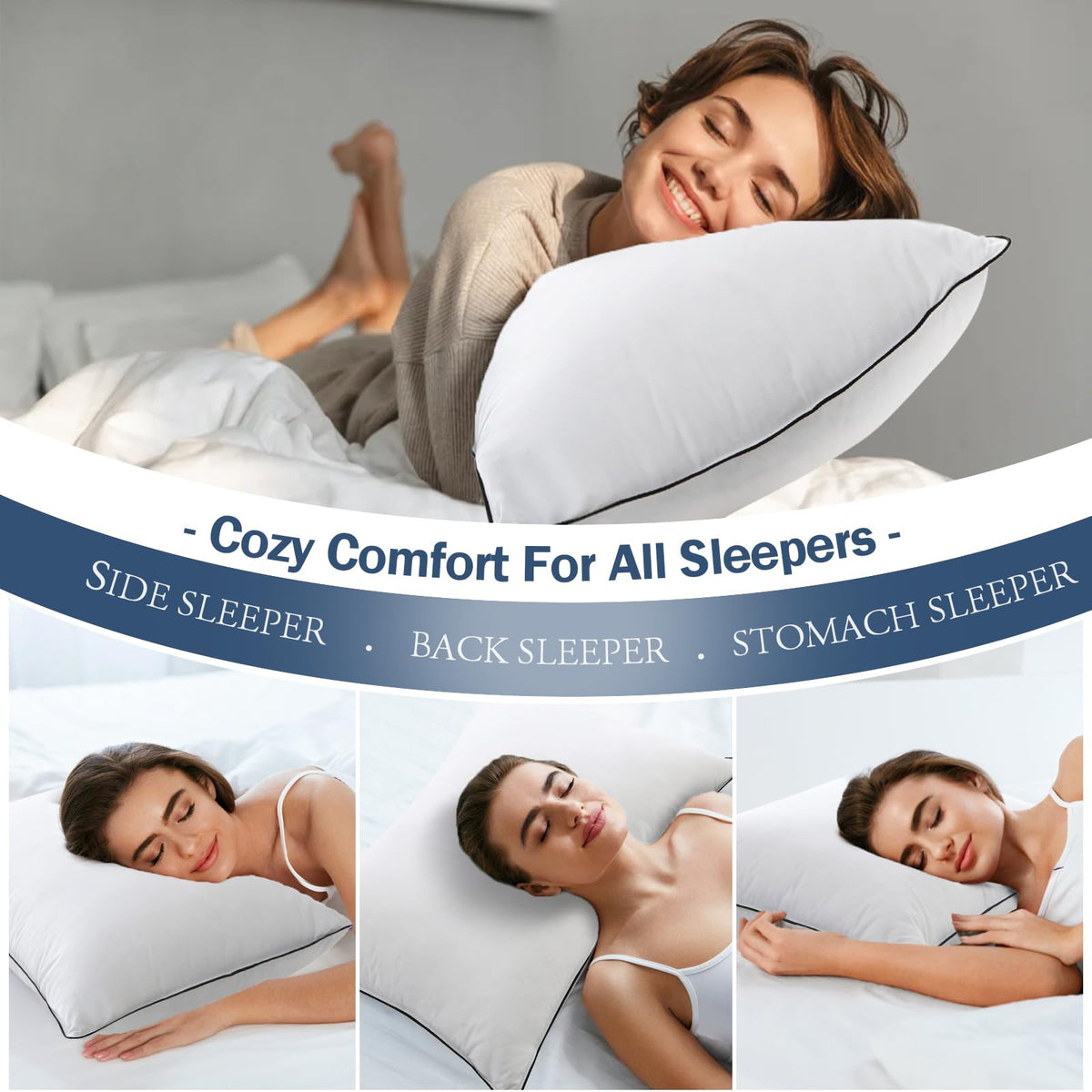 King Size Goose Feather Down Pillows Set of 2 X820