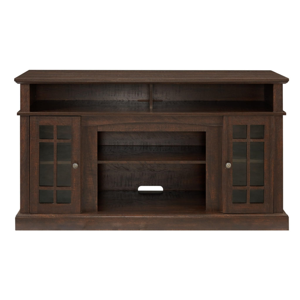 Espresso TV Stand with Glass Door and Open Shelves N8888