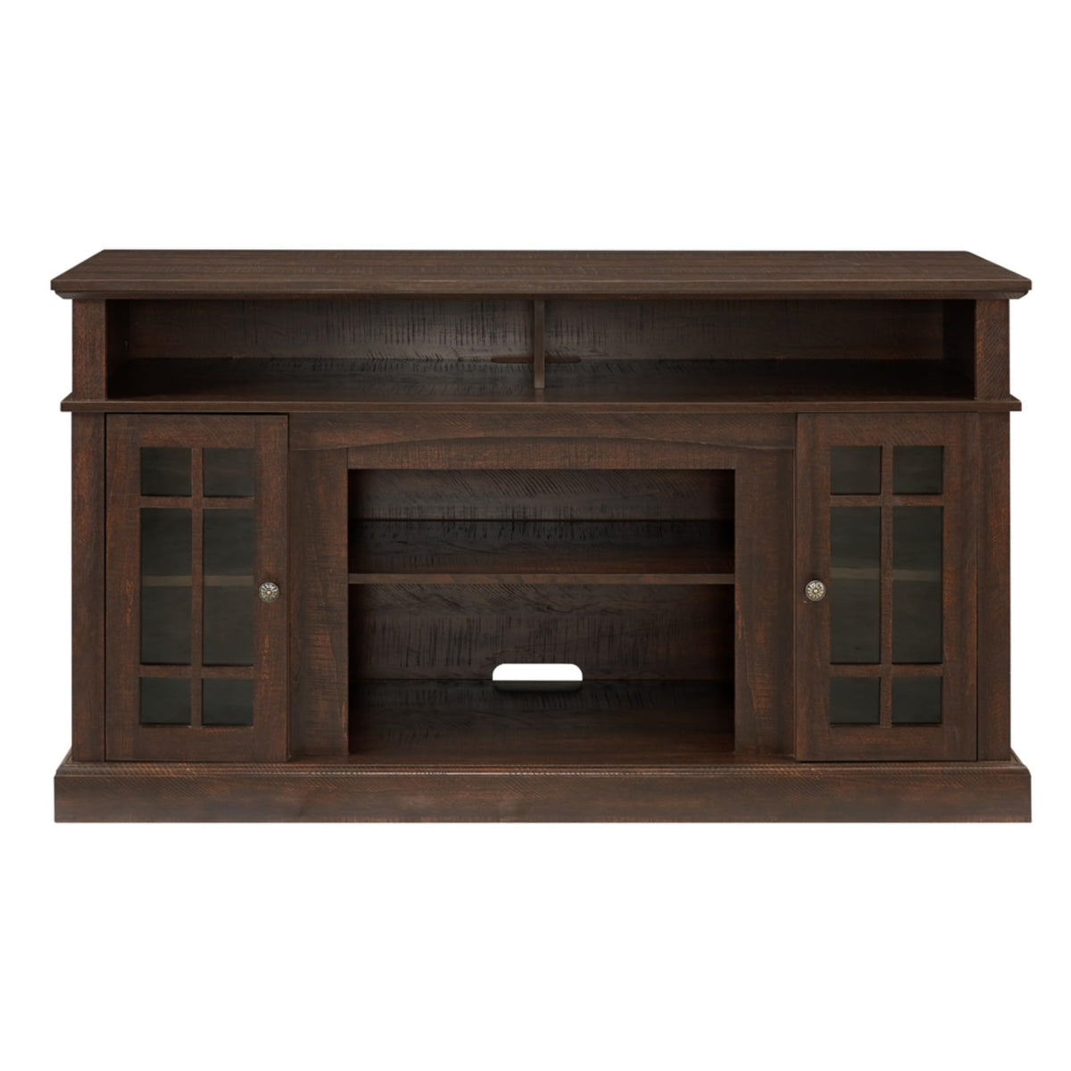 Espresso TV Stand with Glass Door and Open Shelves N8888