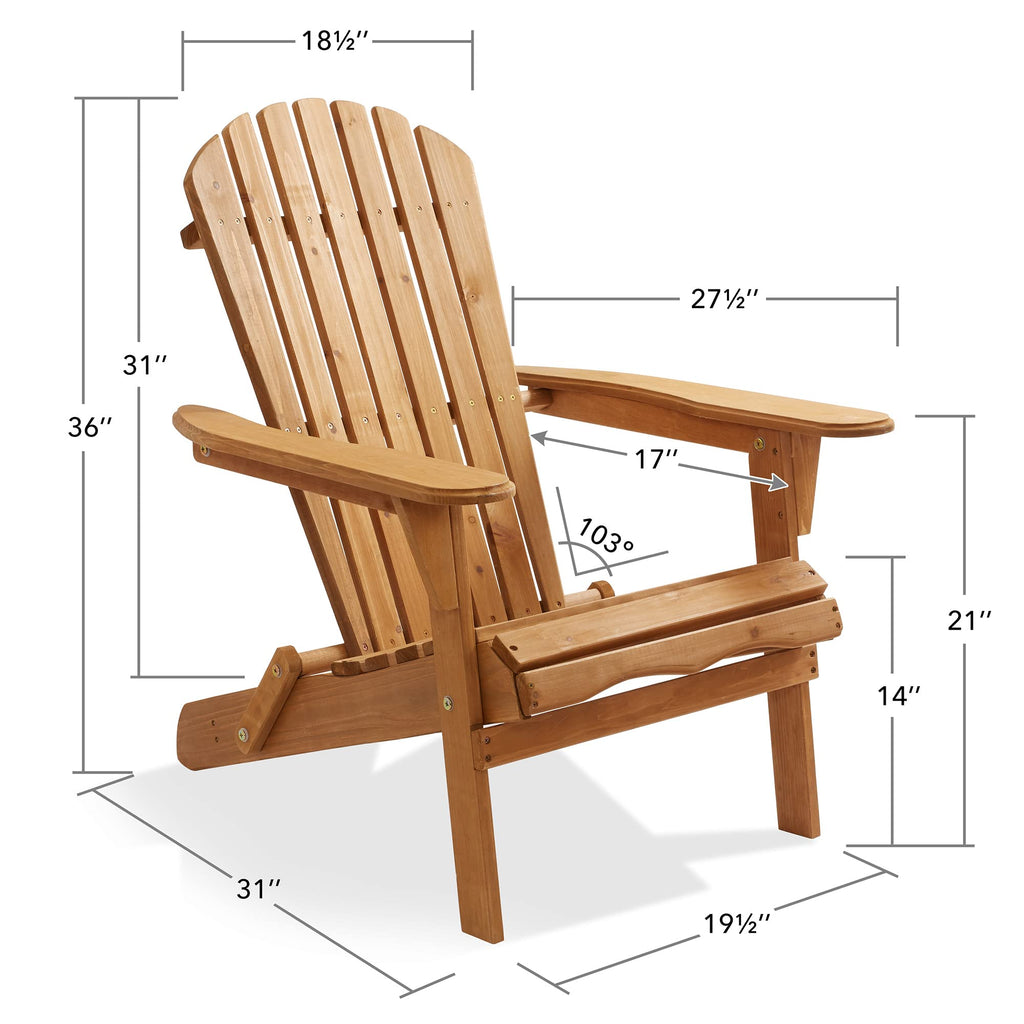 Folding Adirondack Chair Cedar Wood Outdoor Lounge Chair U256