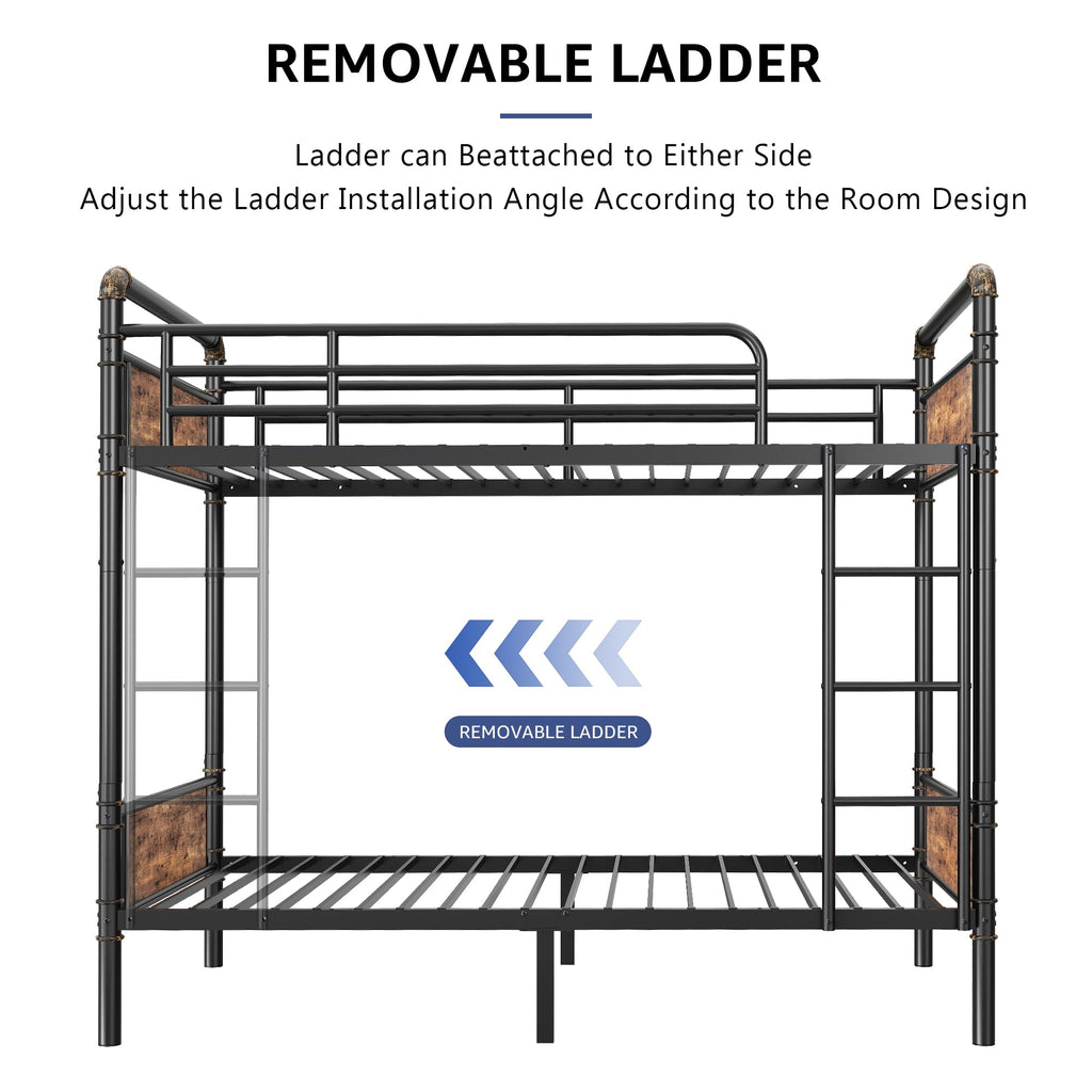 Twin Over Twin Metal Bunk Bed with Safety Guard Rails G882