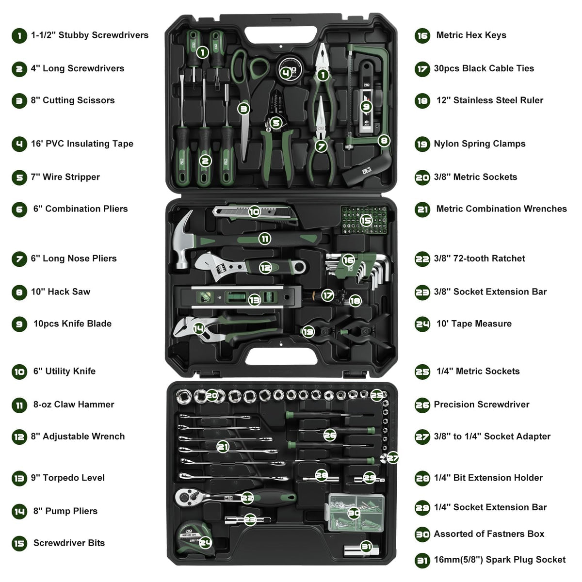 269-Piece Green Hand Tool Set B52523