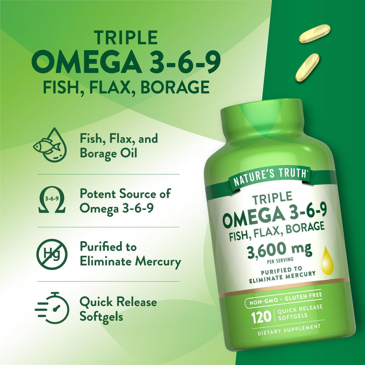 Omega 3-6-9 Softgels 3600mg 120 Count E6325