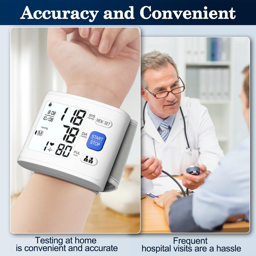 Wrist Blood Pressure Monitor LCD Display White B715559