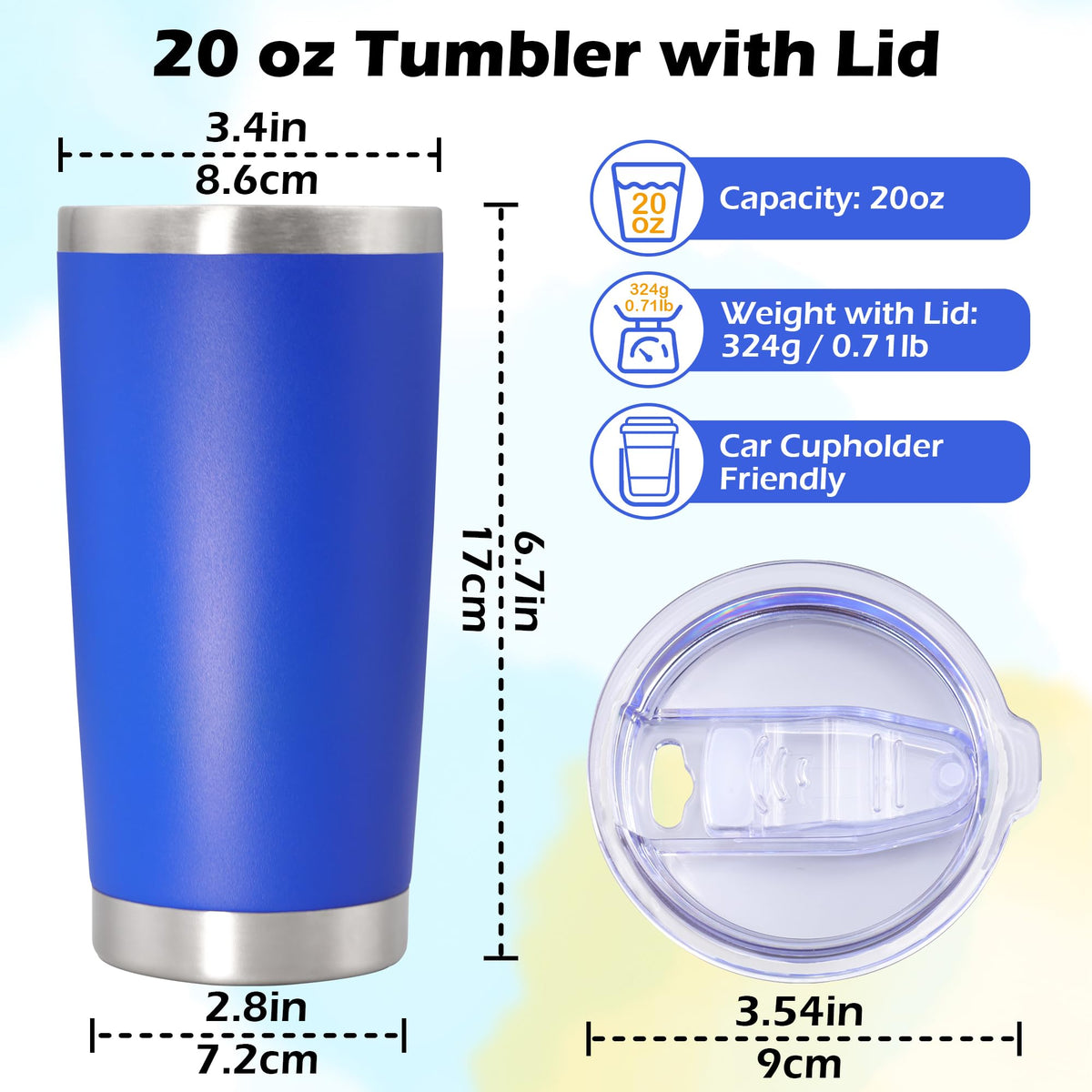 20oz Insulated Tumbler with Lid Dark Blue N8405