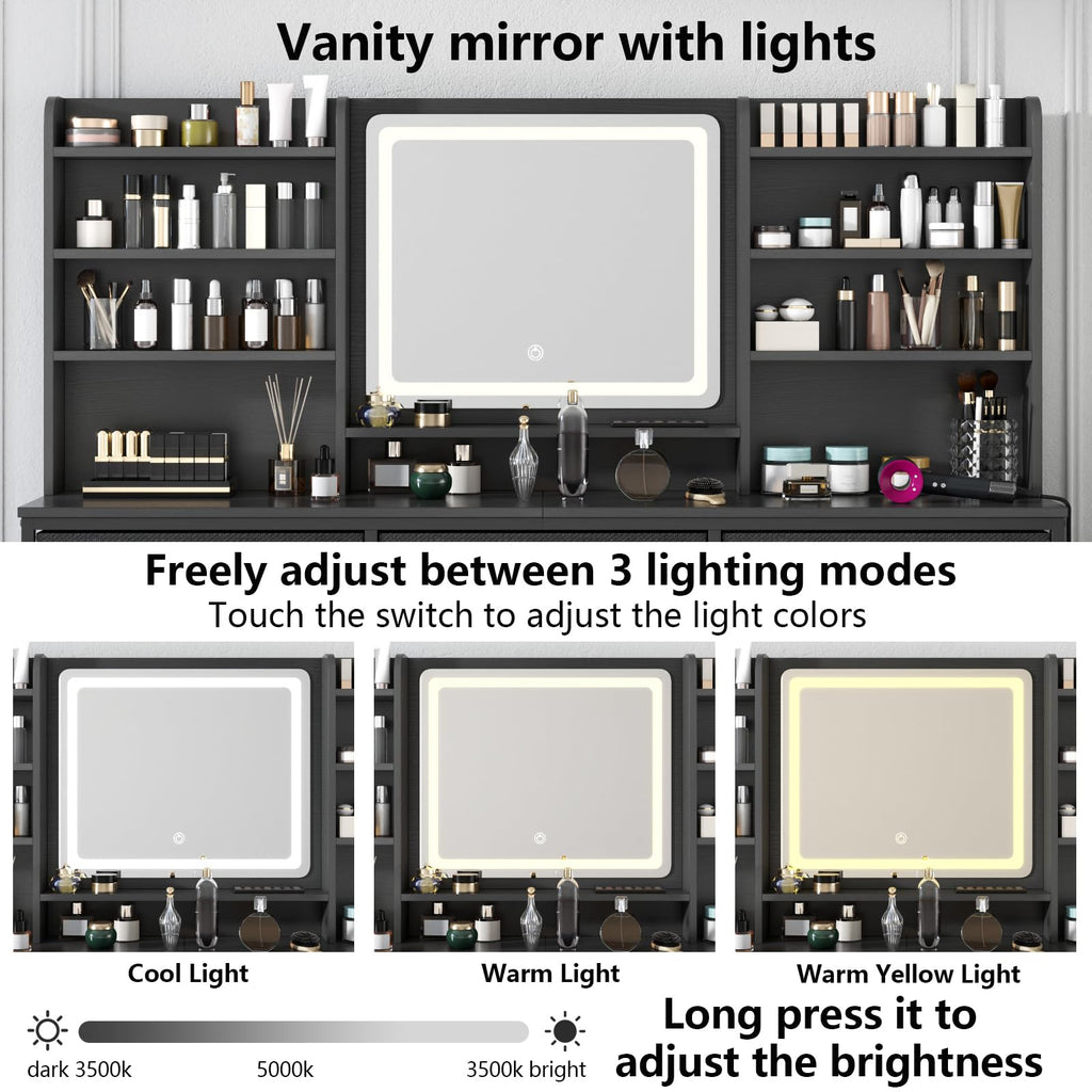 9 Drawer Dresser with LED Mirror E9365
