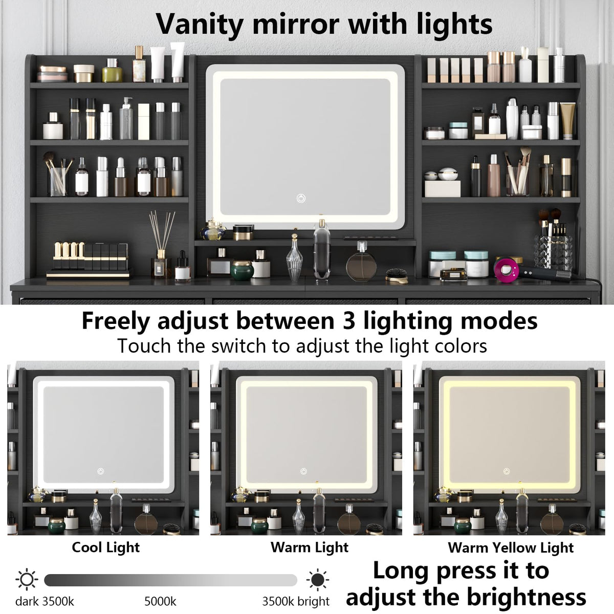 9 Drawer Dresser with LED Mirror E9365