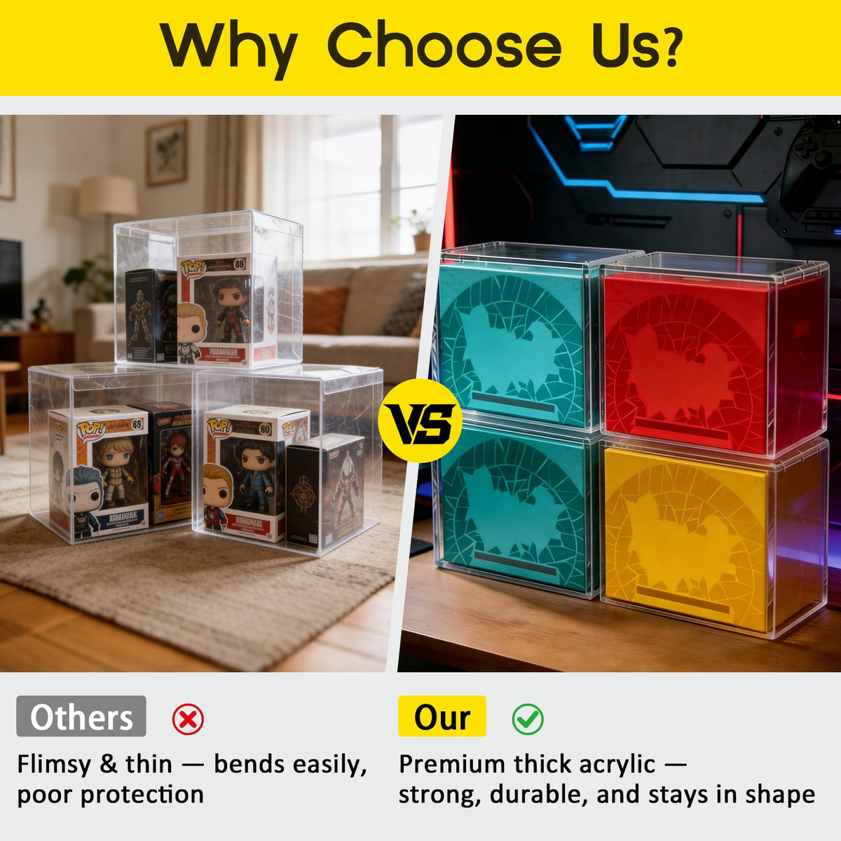 2 Pack Clear Acrylic Magnetic Sliding Lid Display Case G446527