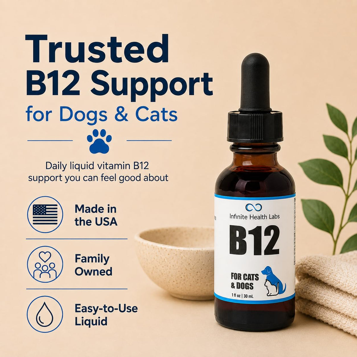 Vitamin B12 for Dogs & Cats, Methylcobalamin, 1 oz N5793