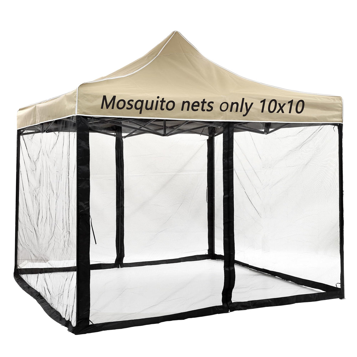 10x10 Black Replacement Mosquito Netting Sidewall Screen with Zipper K10216