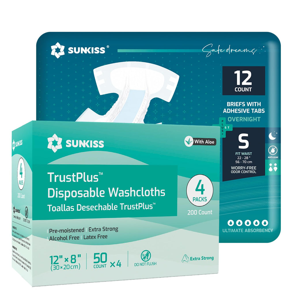 Adult Diapers Small 12 Count & Wet Wipes 200 Count Bundle V10356