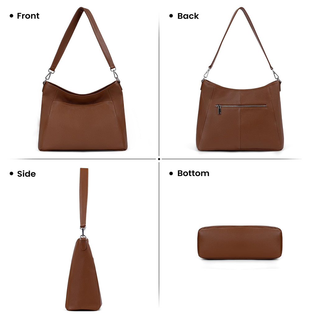 Genuine Leather Hobo Crossbody with 2 Detachable Straps S776