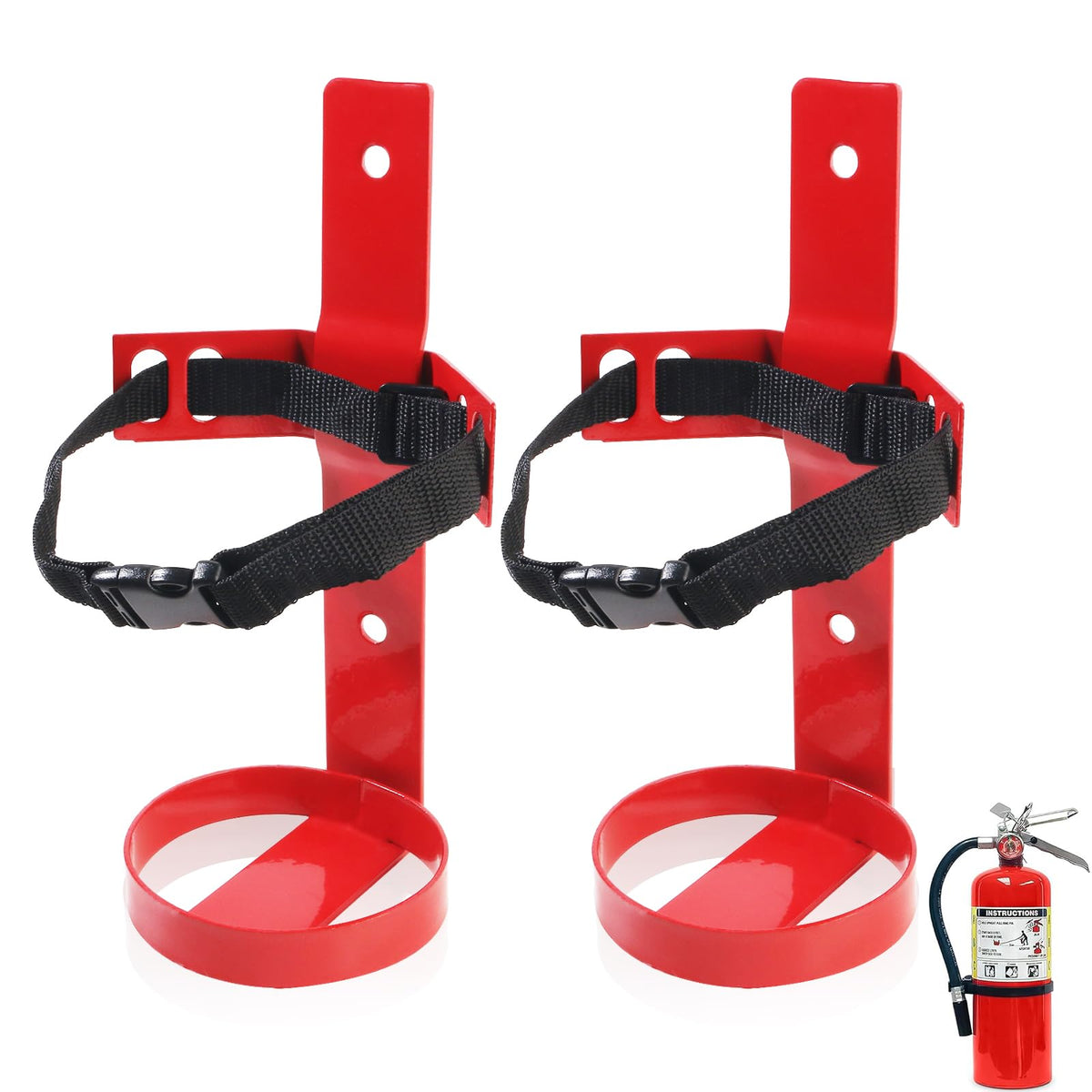 Fire Extinguisher Mount, 2.5LB Adjustable Straps Wall Hanging Holder 2Pcs L502