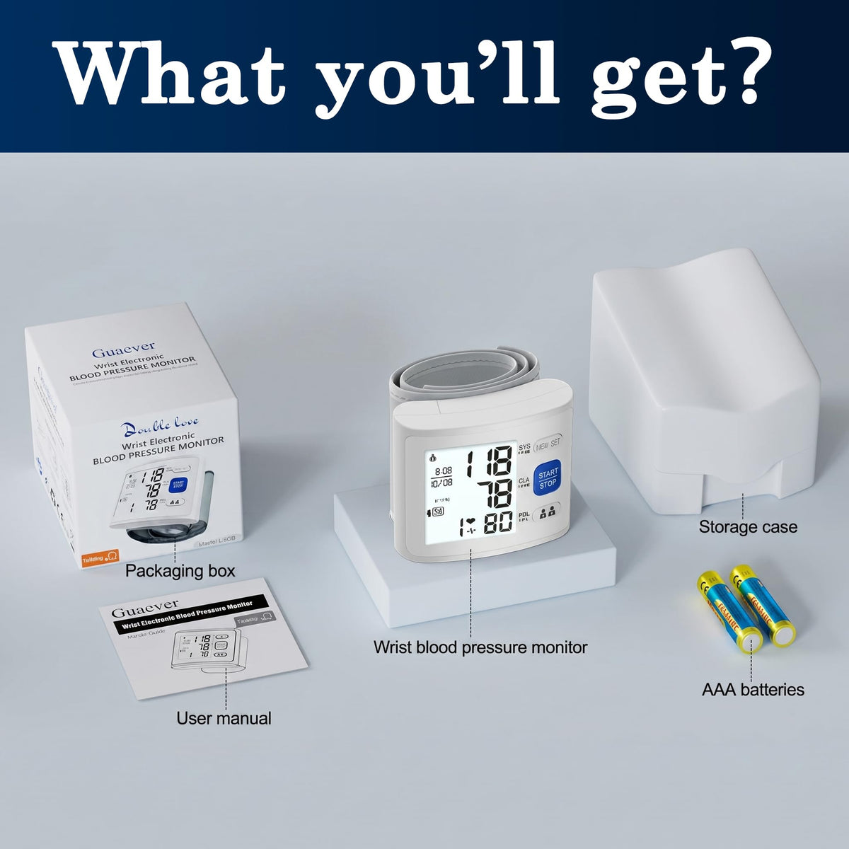 Wrist Blood Pressure Monitor LCD Display White B715559