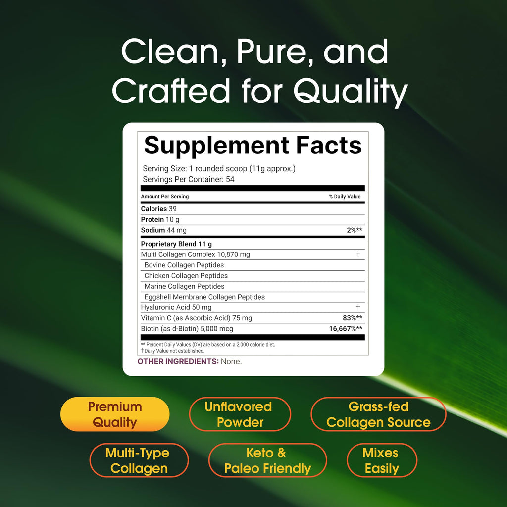 Hydrolyzed Collagen Peptides Protein Powder 600g Unflavored Q402