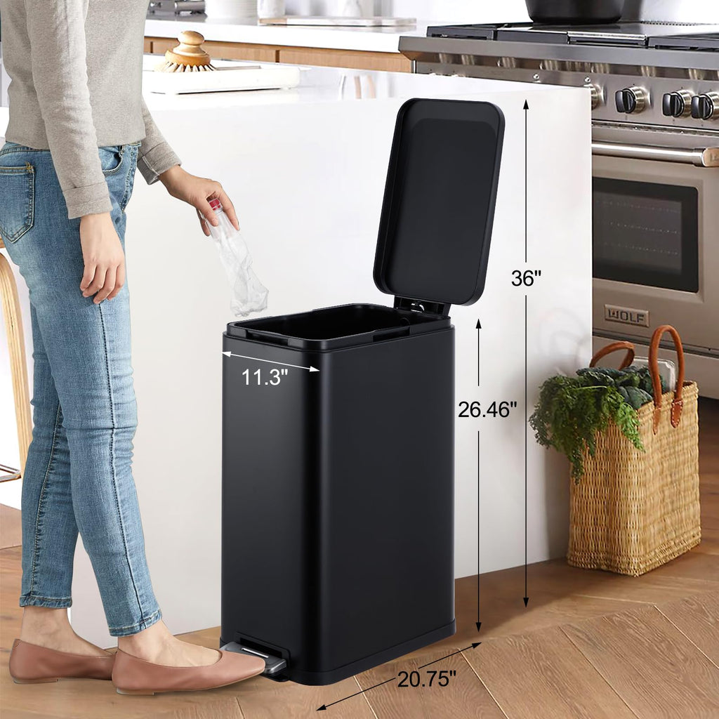 50L Slim Stainless Steel Trash Can with Lid G794