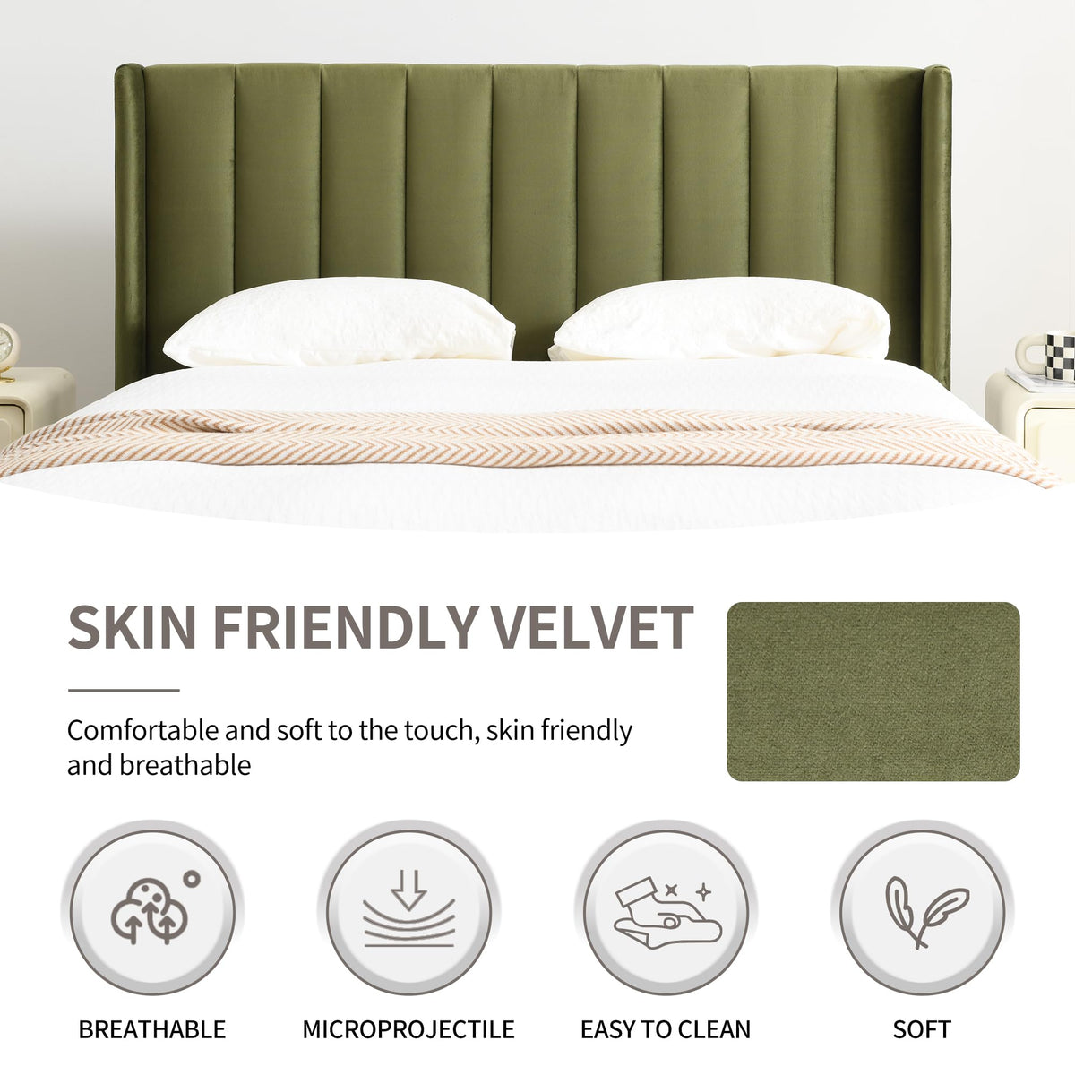 Queen Bed Frame with Upholstered Headboard B1782