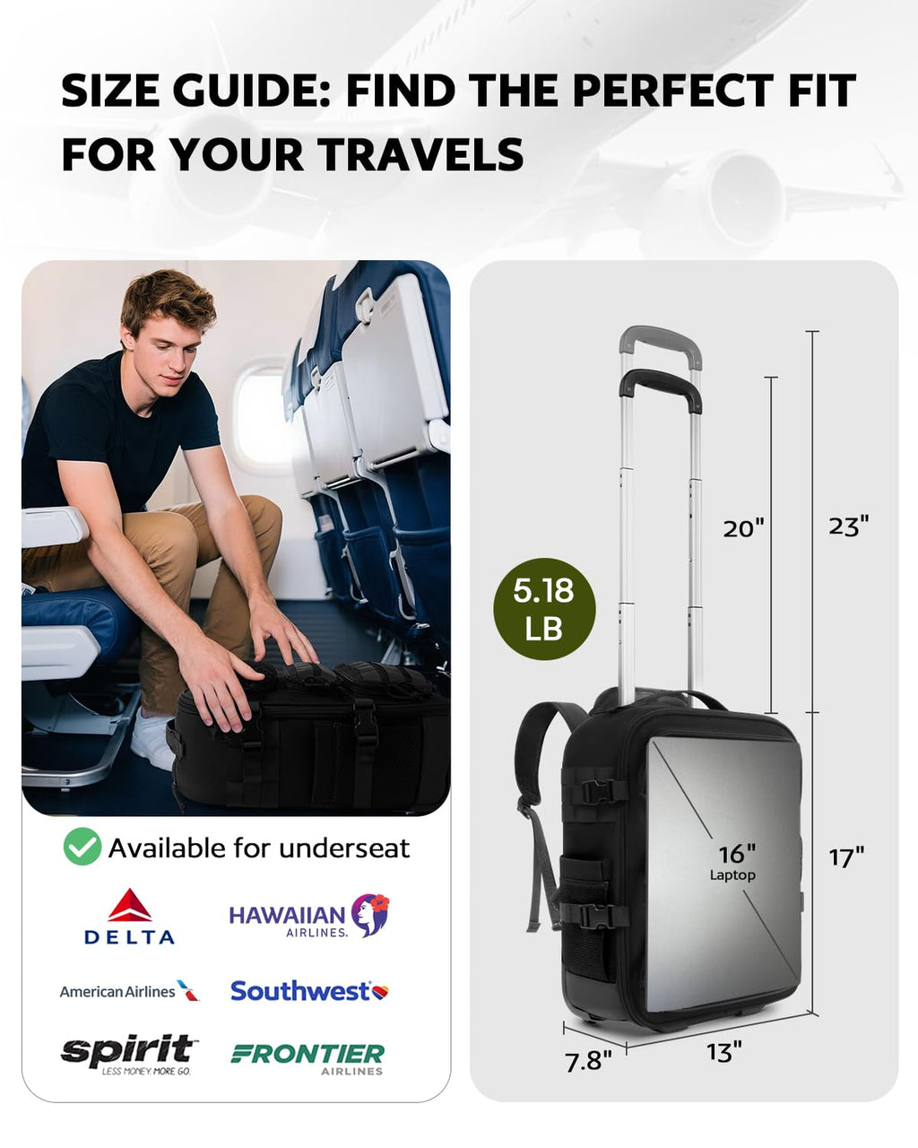 Rolling Wheeled Laptop Backpack I563
