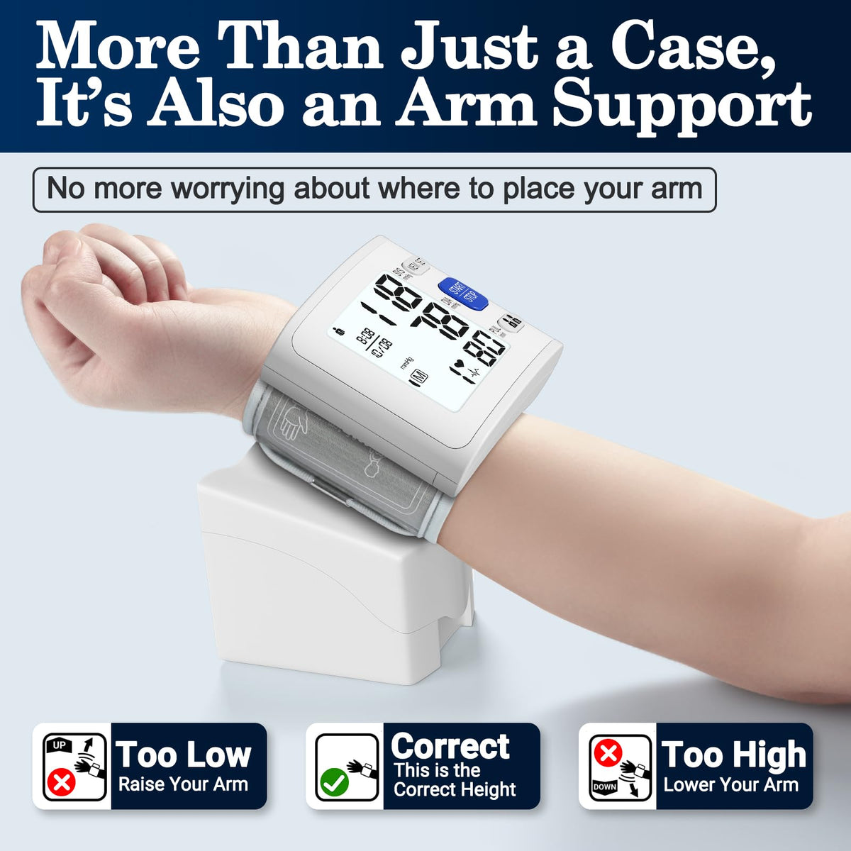 Wrist Blood Pressure Monitor LCD Display White B715559